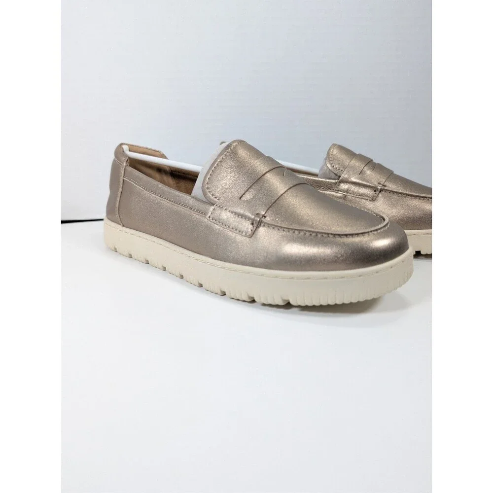 Easy Spirit Womens Size 11W Karin eFlex Slip On Loafers Bronze Leather NIB
